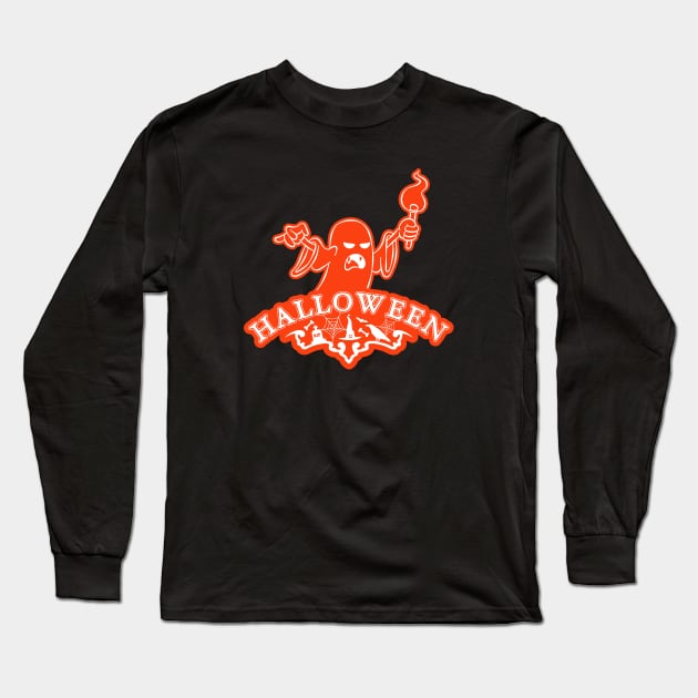 Halloween Ghost Series 2 Creepy Long Sleeve T-Shirt by Vault Emporium